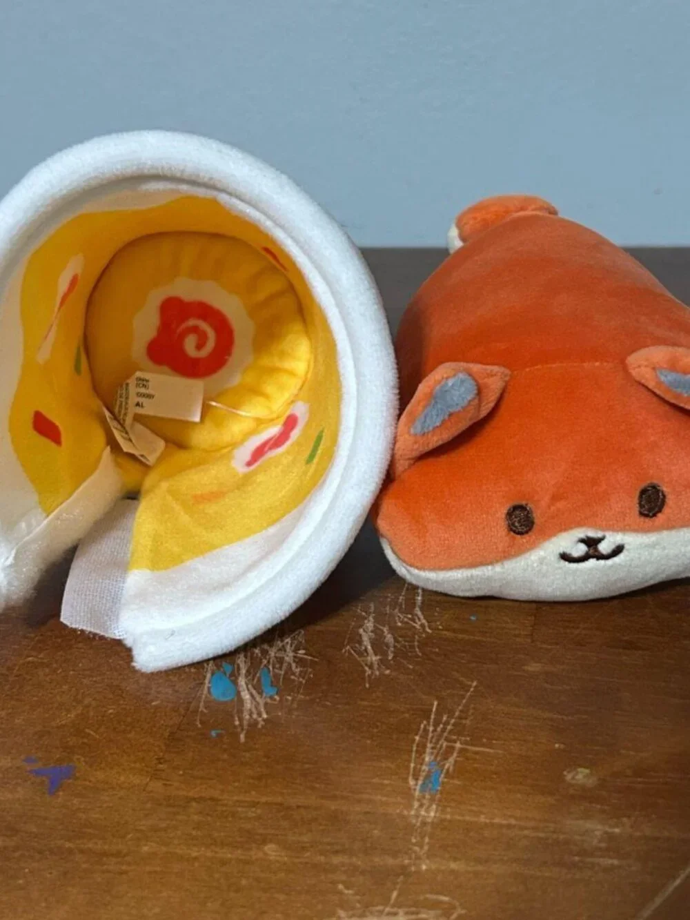 Anirollz Cup Noodles Nissin Soup orange Cat roll Kitty Plush 5